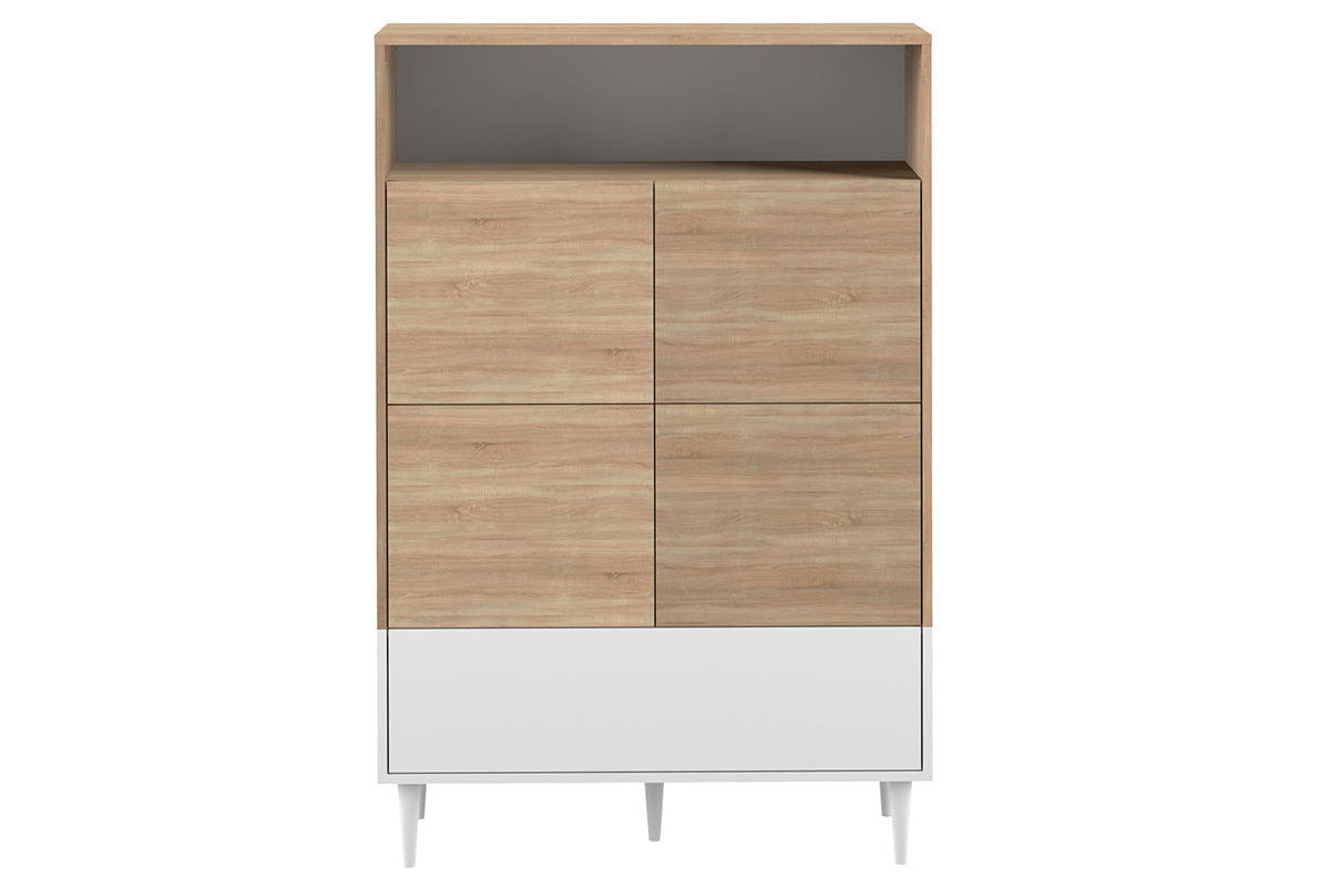 Aparador alto nrdico blanco y madera STRIPE