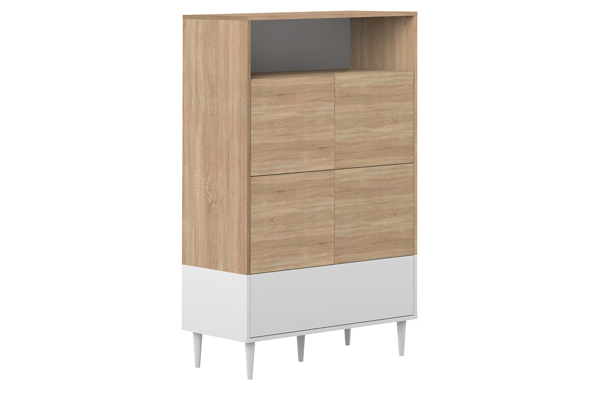 Aparador alto nrdico blanco y madera STRIPE