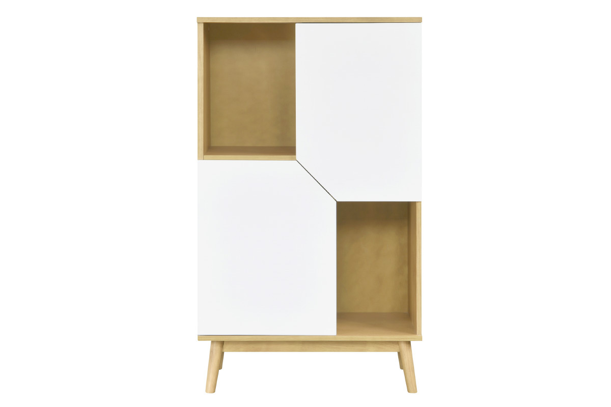 Aparador alto nórdico madera clara y blanco 2 puertas TALIA