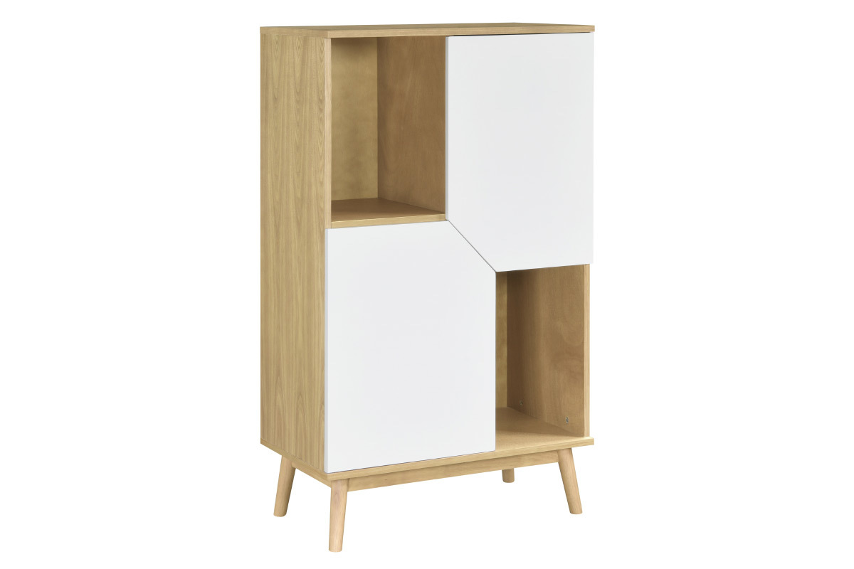 Aparador alto nórdico madera clara y blanco 2 puertas TALIA