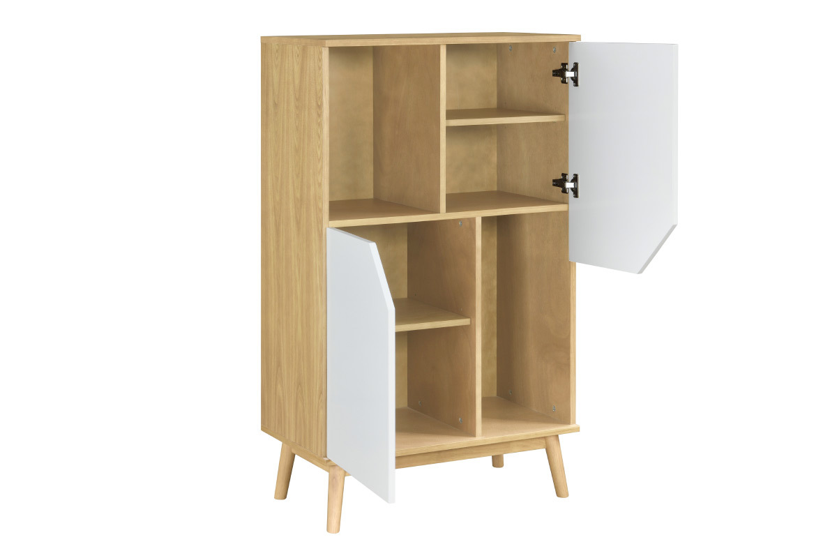 Aparador alto nórdico madera clara y blanco 2 puertas TALIA