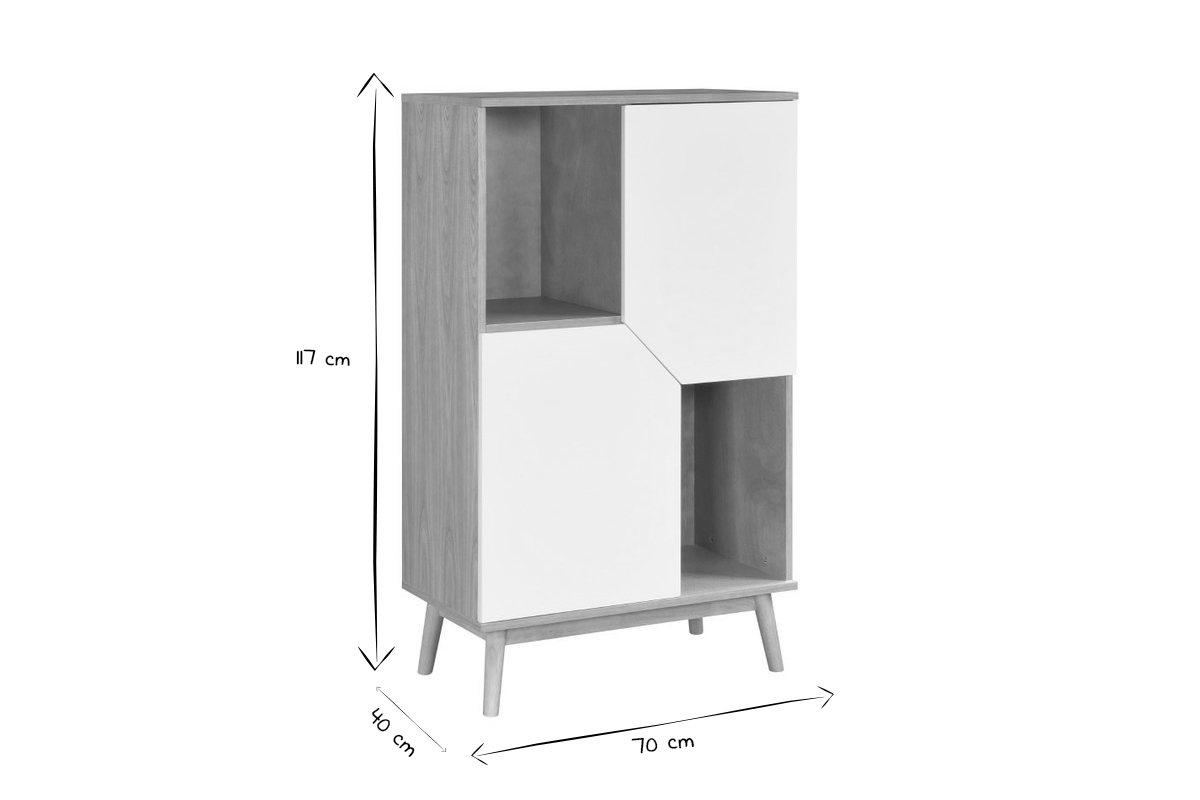 Aparador alto nórdico madera clara y blanco 2 puertas TALIA