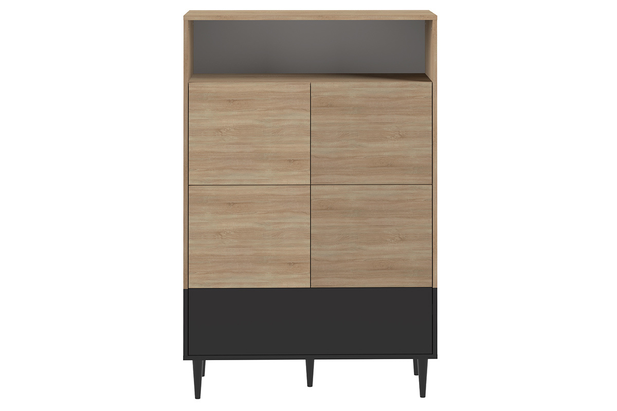 Aparador alto nrdico negro y madera STRIPE