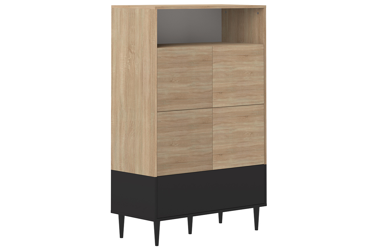 Aparador alto nrdico negro y madera STRIPE