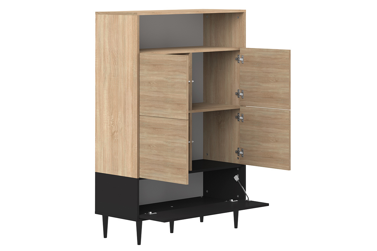 Aparador alto nrdico negro y madera STRIPE