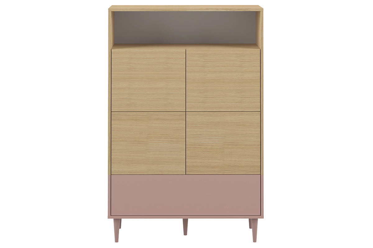 Aparador alto nrdico rosa y madera STRIPE