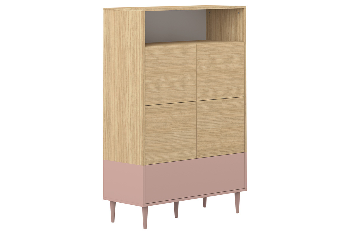 Aparador alto nrdico rosa y madera STRIPE
