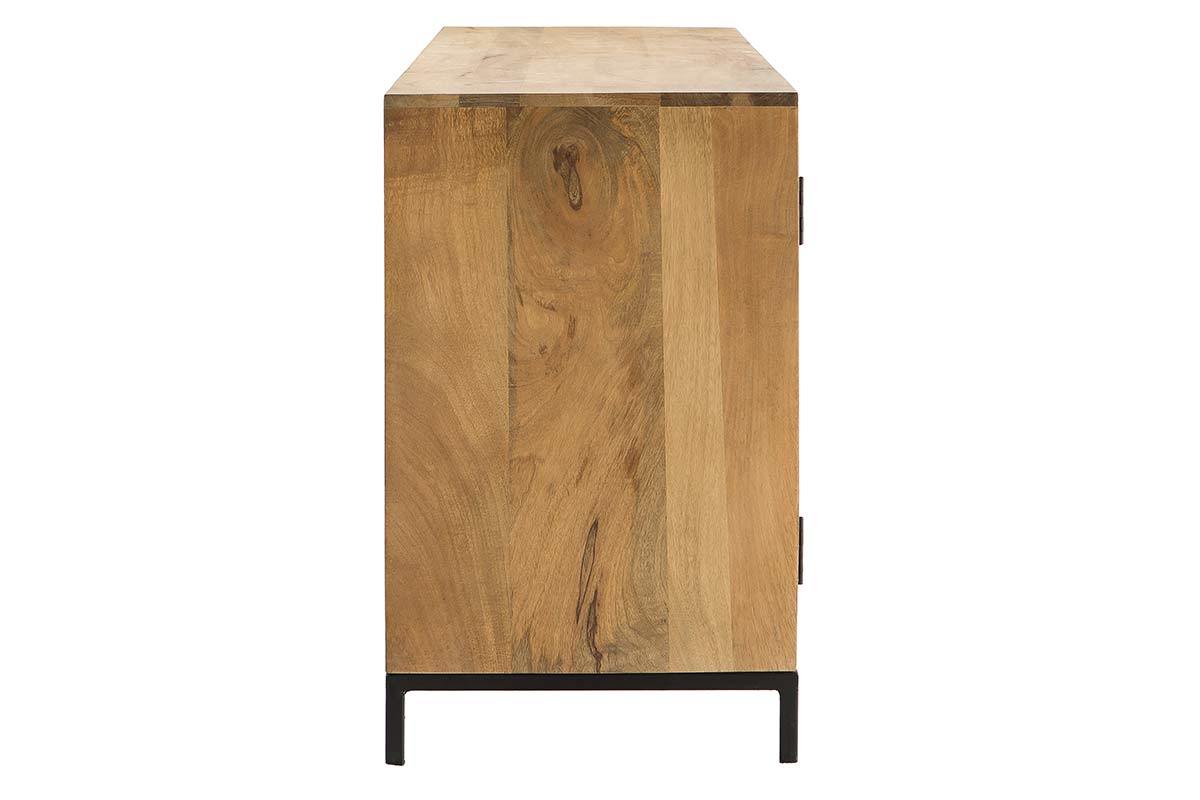 Aparador bajo industrial en madera de mango y metal perforado RACK