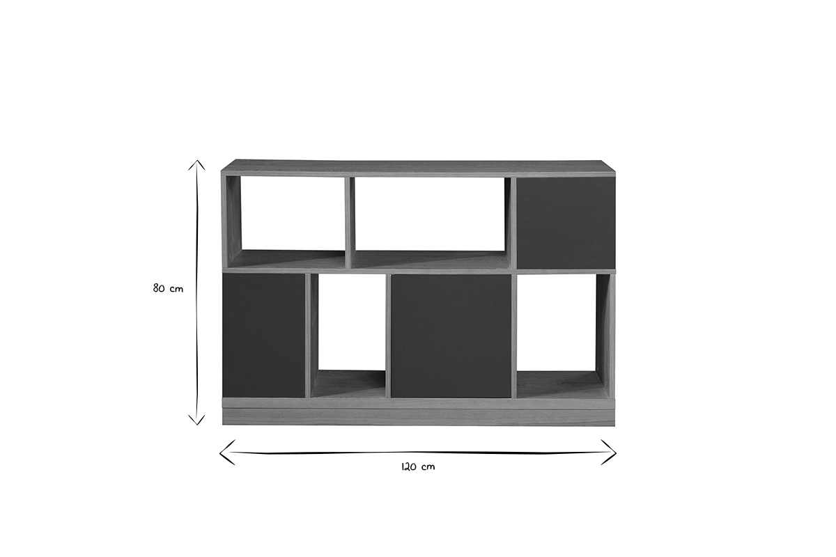 Aparador bajo puertas reversibles azul petrleo y blanco JODIE
