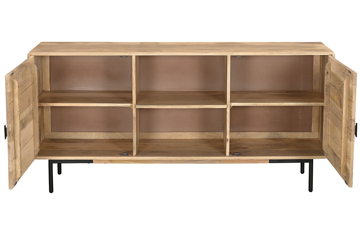 Aparador de 2 puertas de madera maciza de mango y metal negro 168 cm JUDE
