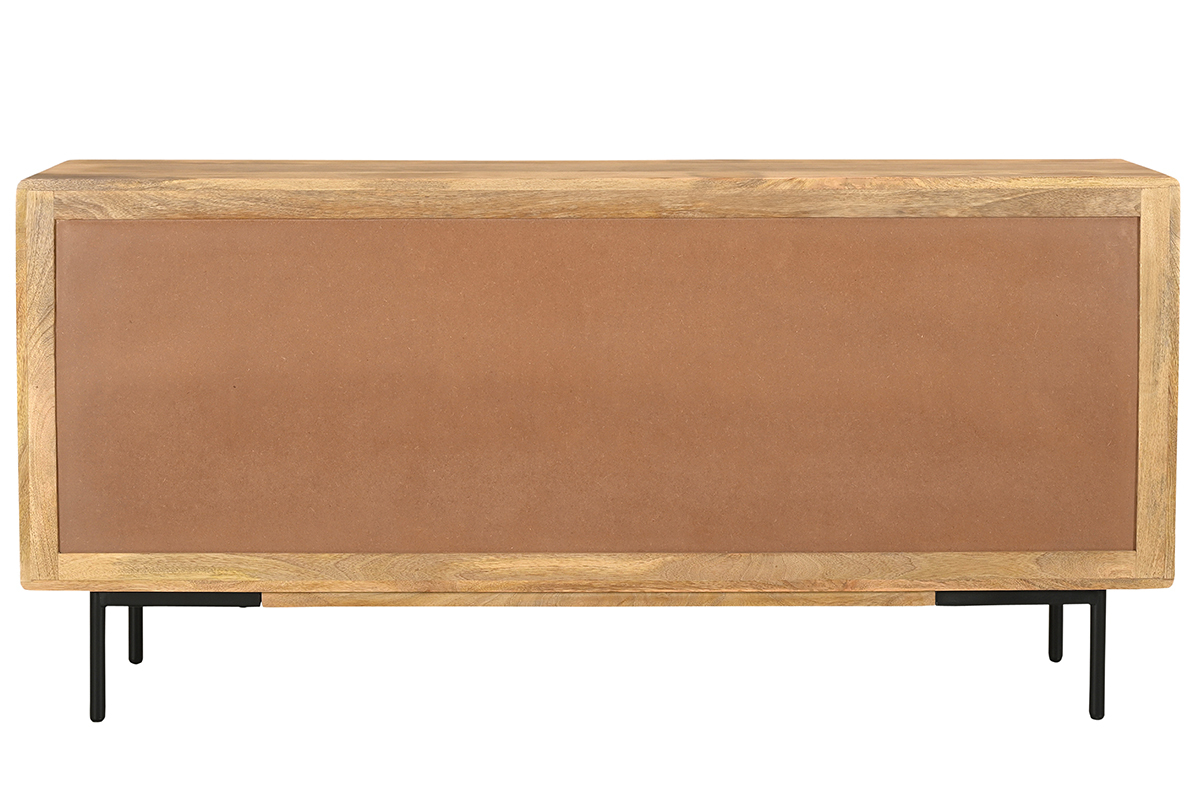Aparador de 2 puertas de madera maciza de mango y metal negro 168 cm JUDE