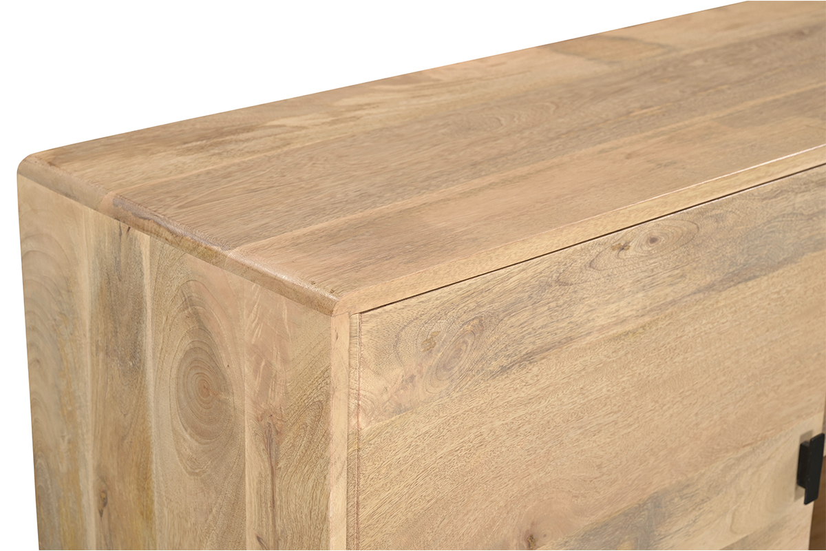 Aparador de 2 puertas de madera maciza de mango y metal negro 168 cm JUDE