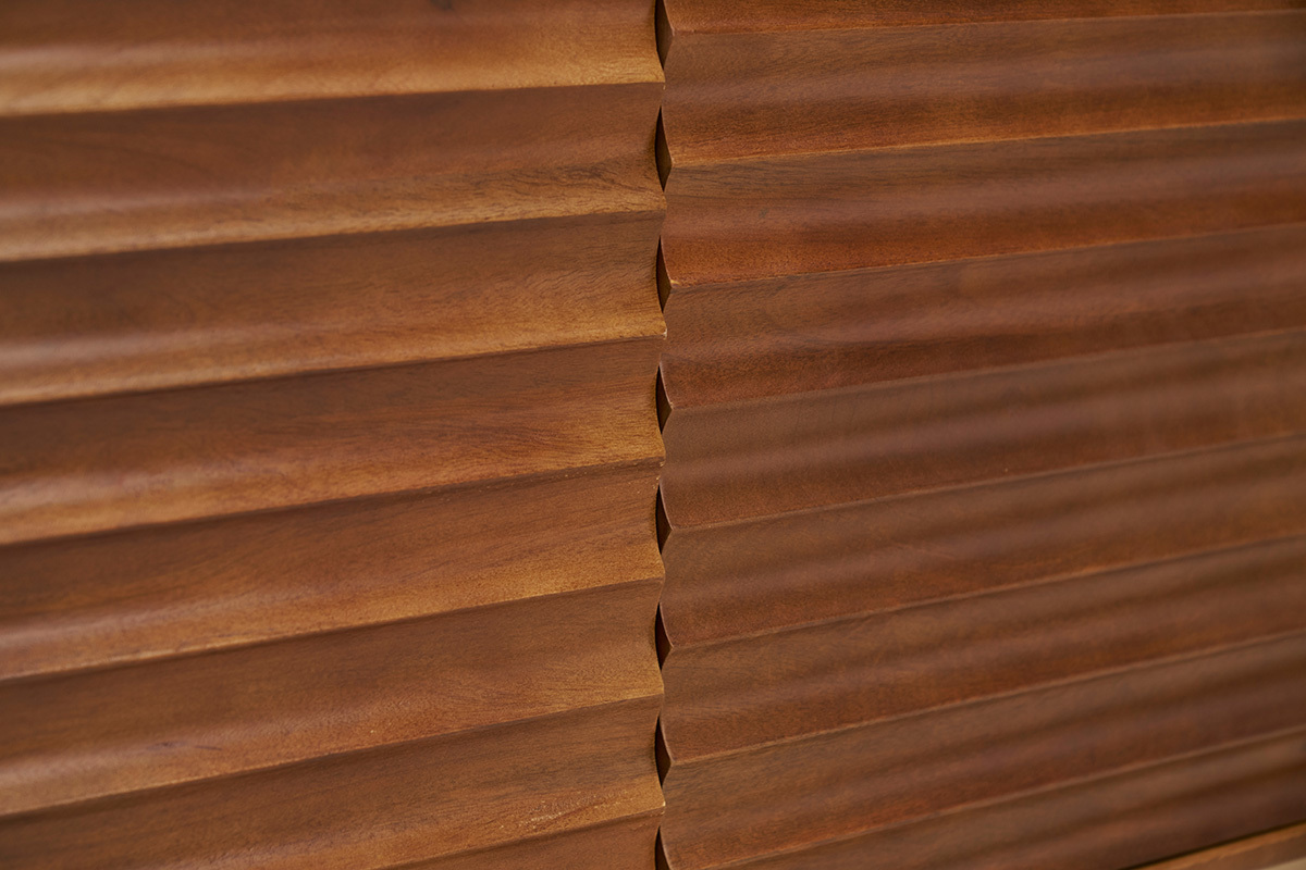 Aparador de 2 puertas de madera oscura maciza de mango y metal negro 100 cm ONDA