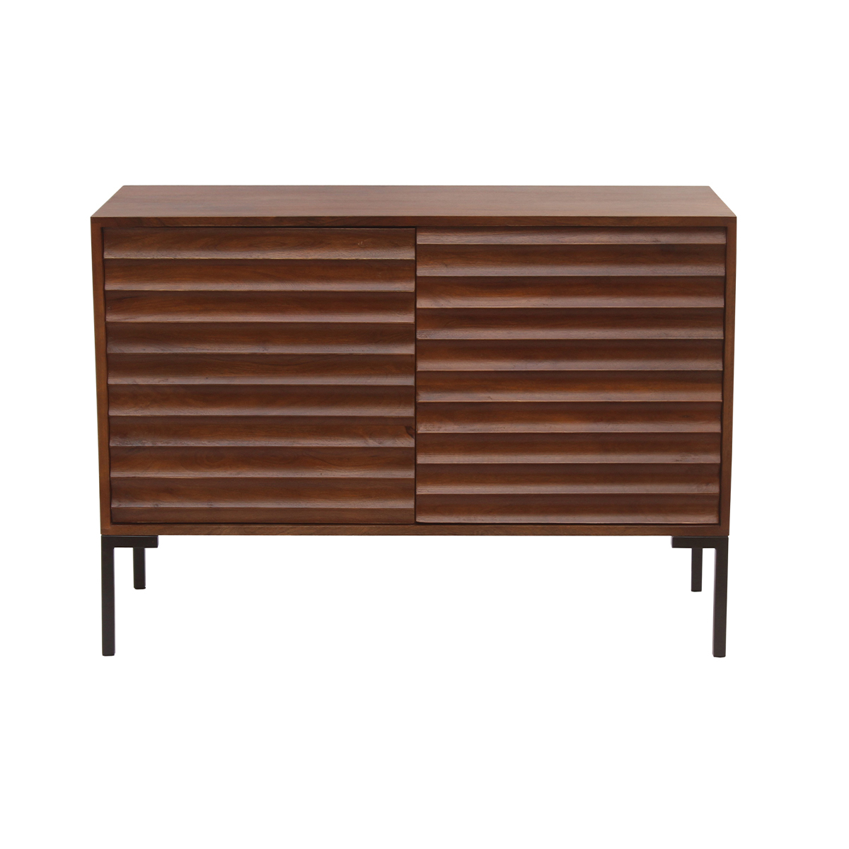Aparador de 2 puertas de madera oscura maciza de mango y metal negro 100 cm ONDA
