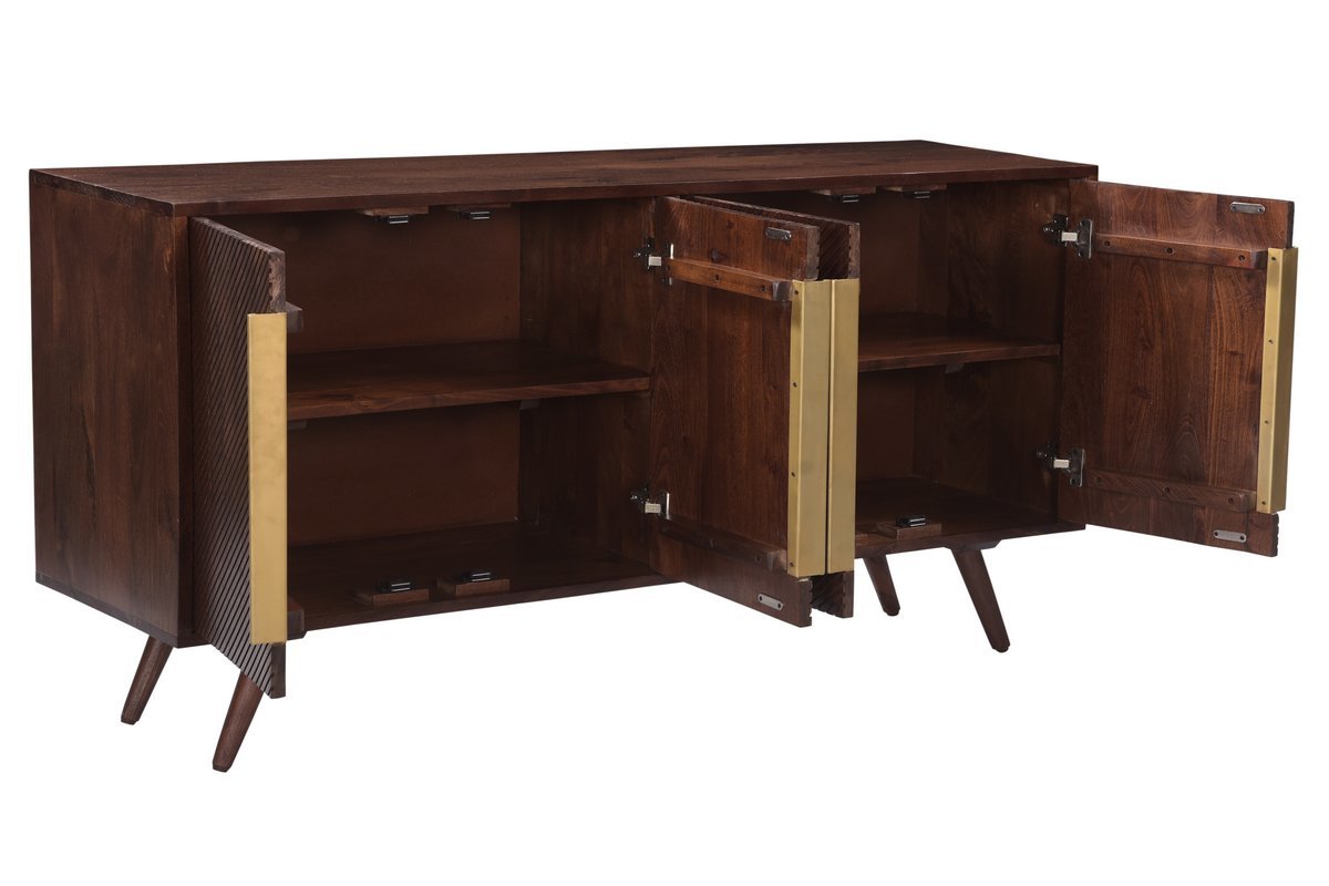 Aparador de 4 puertas en madera maciza de mango 138 cm REKHA