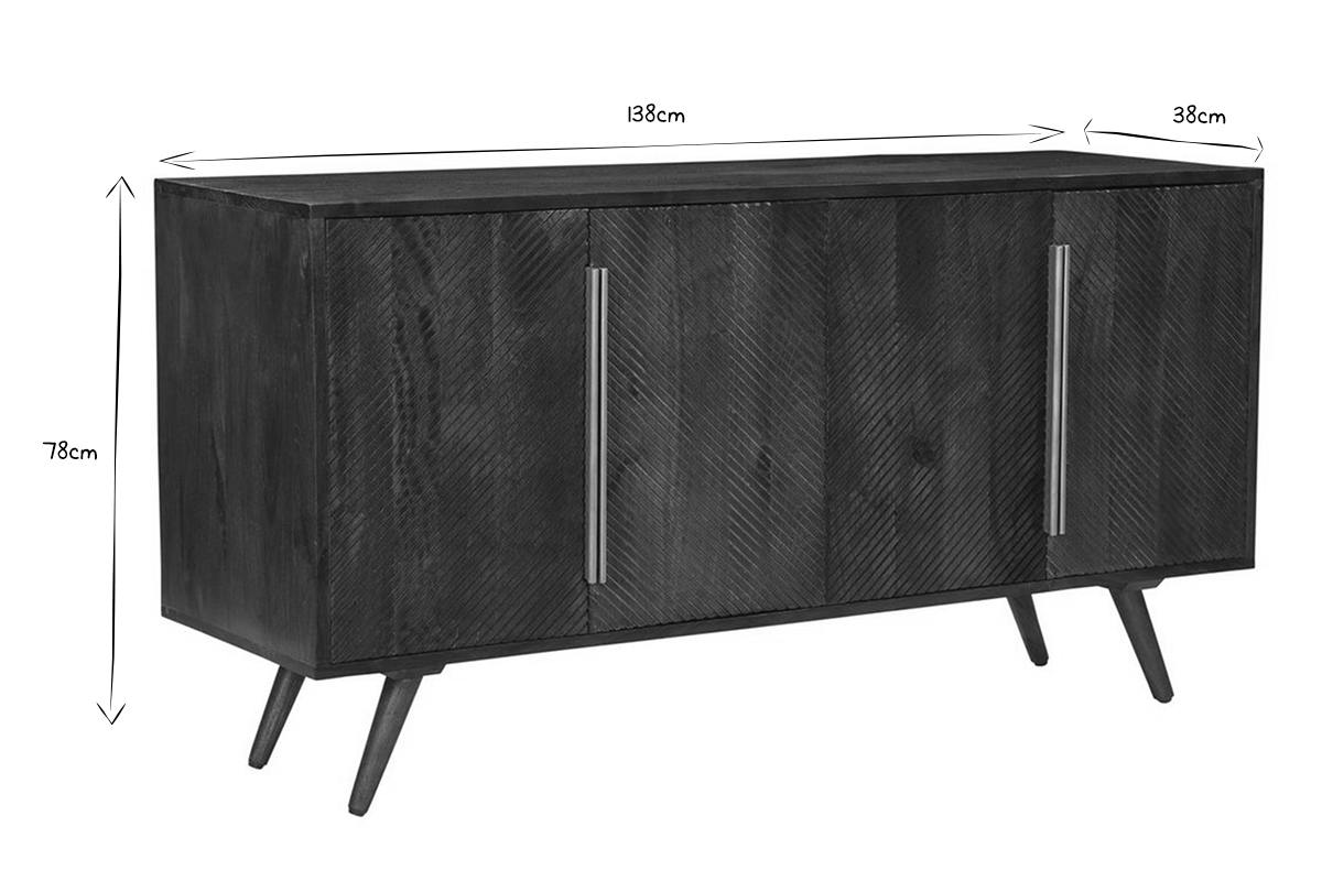 Aparador de 4 puertas en madera maciza de mango 138 cm REKHA