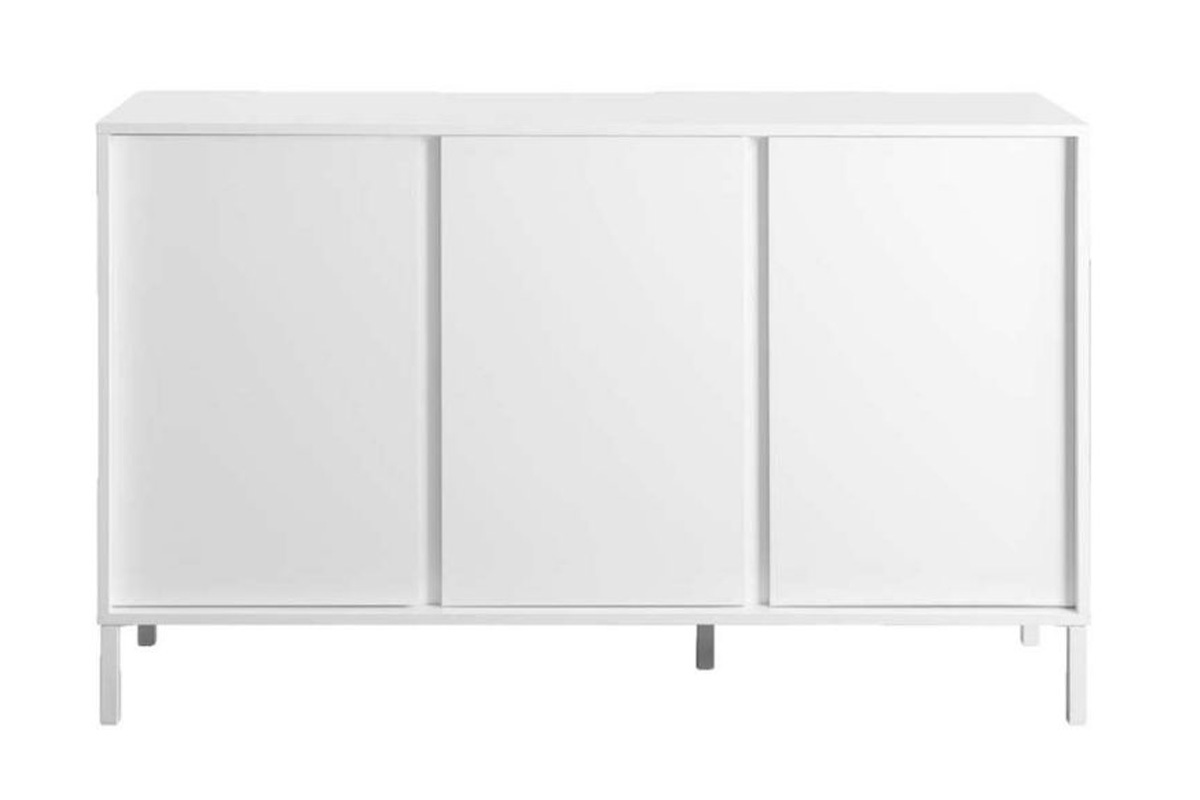 Aparador de diseo 3puertas lacado blanco con patas de metal blanco 137cm MIKY