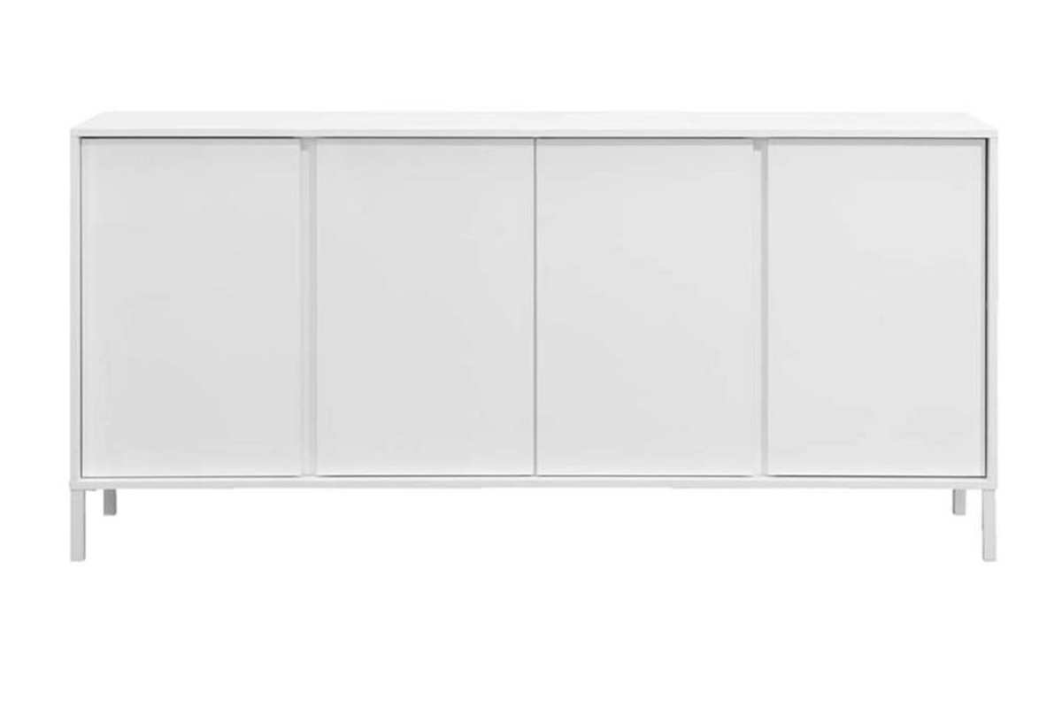 Aparador de diseo 4puertas lacado blanco con patas de metal blanco 180cm MIKY