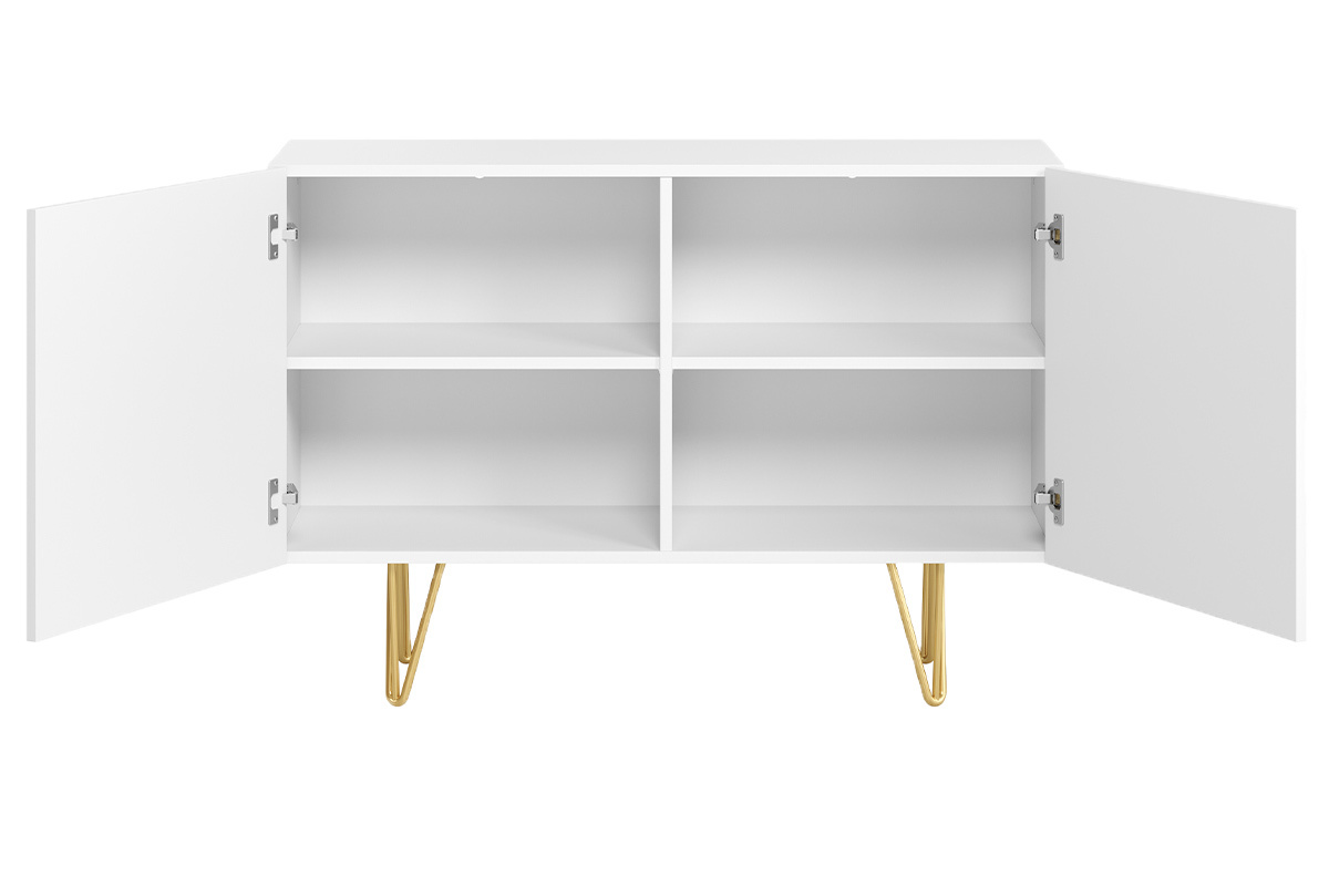 Aparador de diseo blanco y dorado con 2 puertas 107 cm OZEN