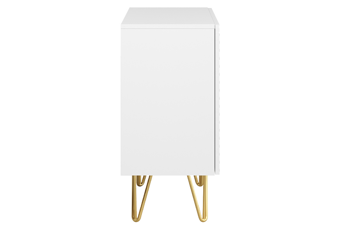 Aparador de diseo blanco y dorado con 2 puertas 107 cm OZEN
