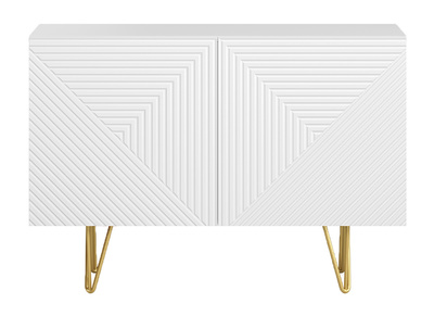 Aparador de diseño blanco y dorado con 2 puertas 107 cm OZEN