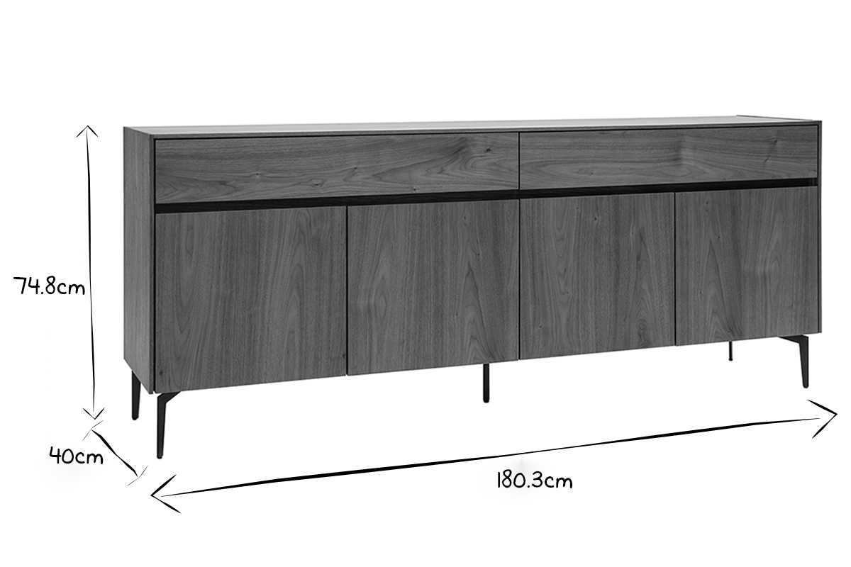 Aparador de diseo de contrachapado de nogal 180cm BLISS