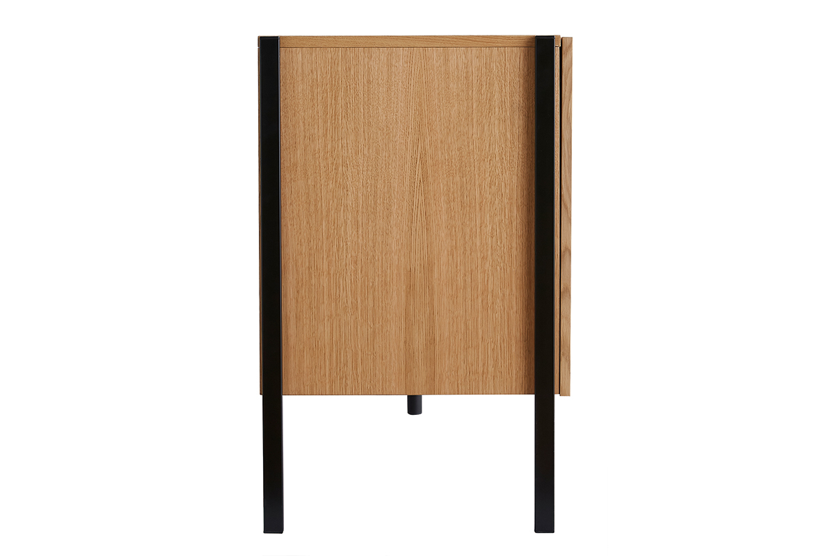 Aparador de diseo en roble y metal negro 2 puertas 1 cajn 175 cm HEDA