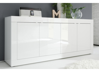 Mueble TV de diseño blanco lacado 140 cm LATTE - Miliboo