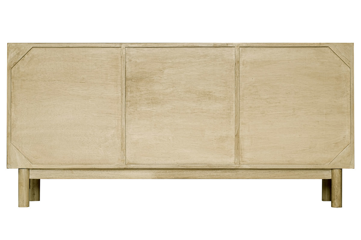 Aparador de madera clara y caa de ratn 160cm GALINA