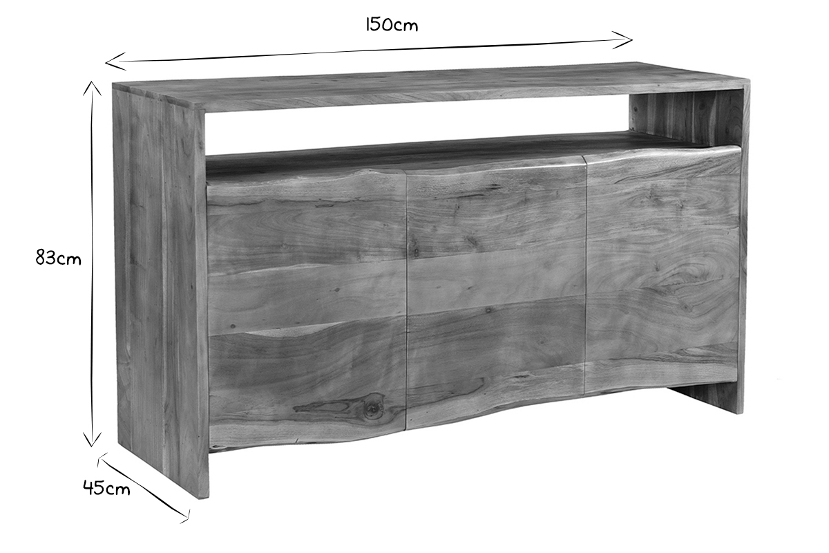 Aparador de madera maciza con 3 puertas 150 cm BOHEMIAN