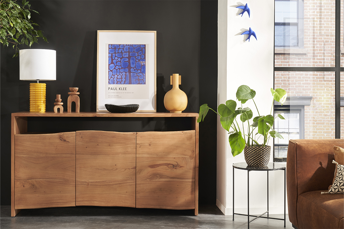 Aparador de madera maciza con 3 puertas 150 cm BOHEMIAN