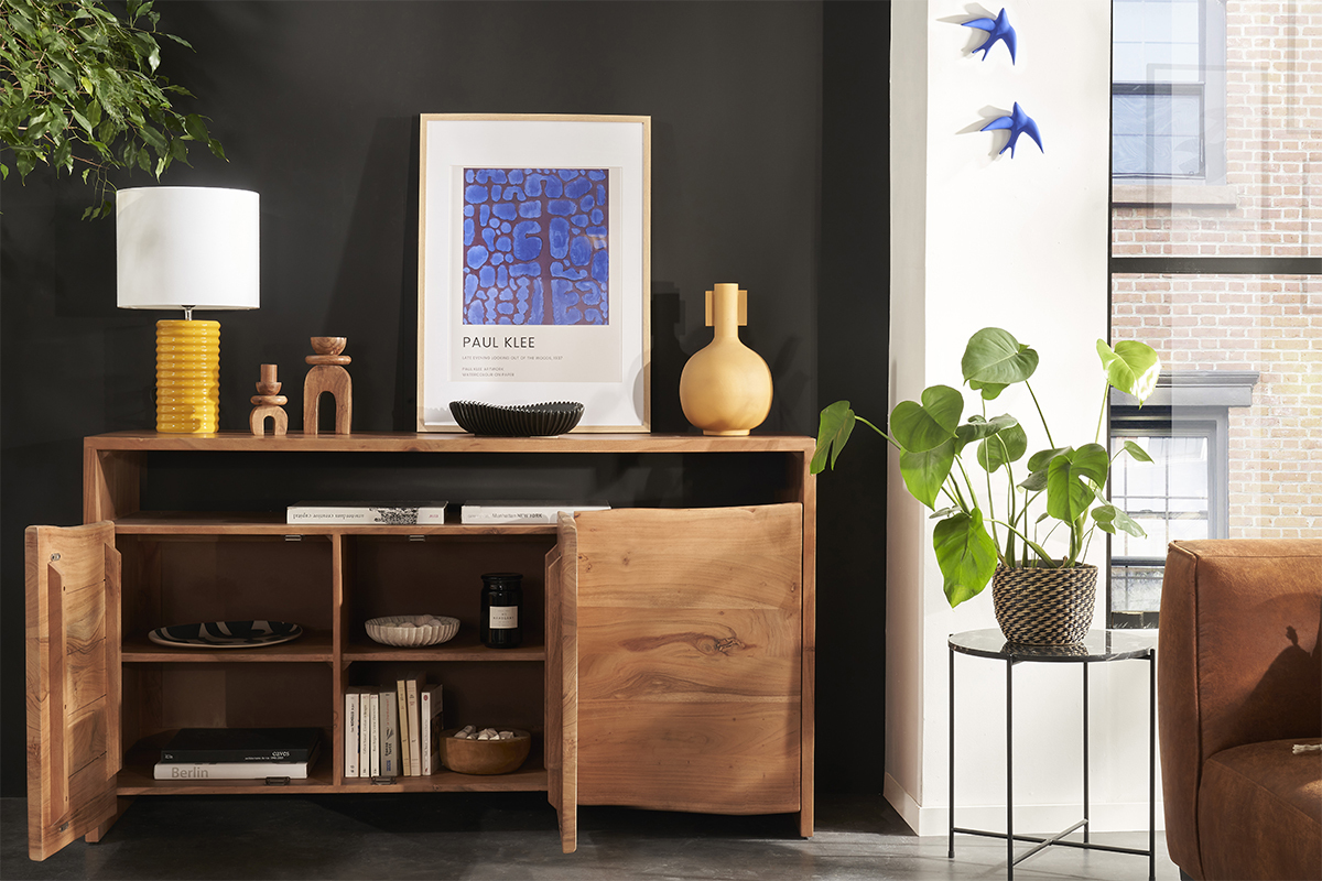 Aparador de madera maciza con 3 puertas 150 cm BOHEMIAN