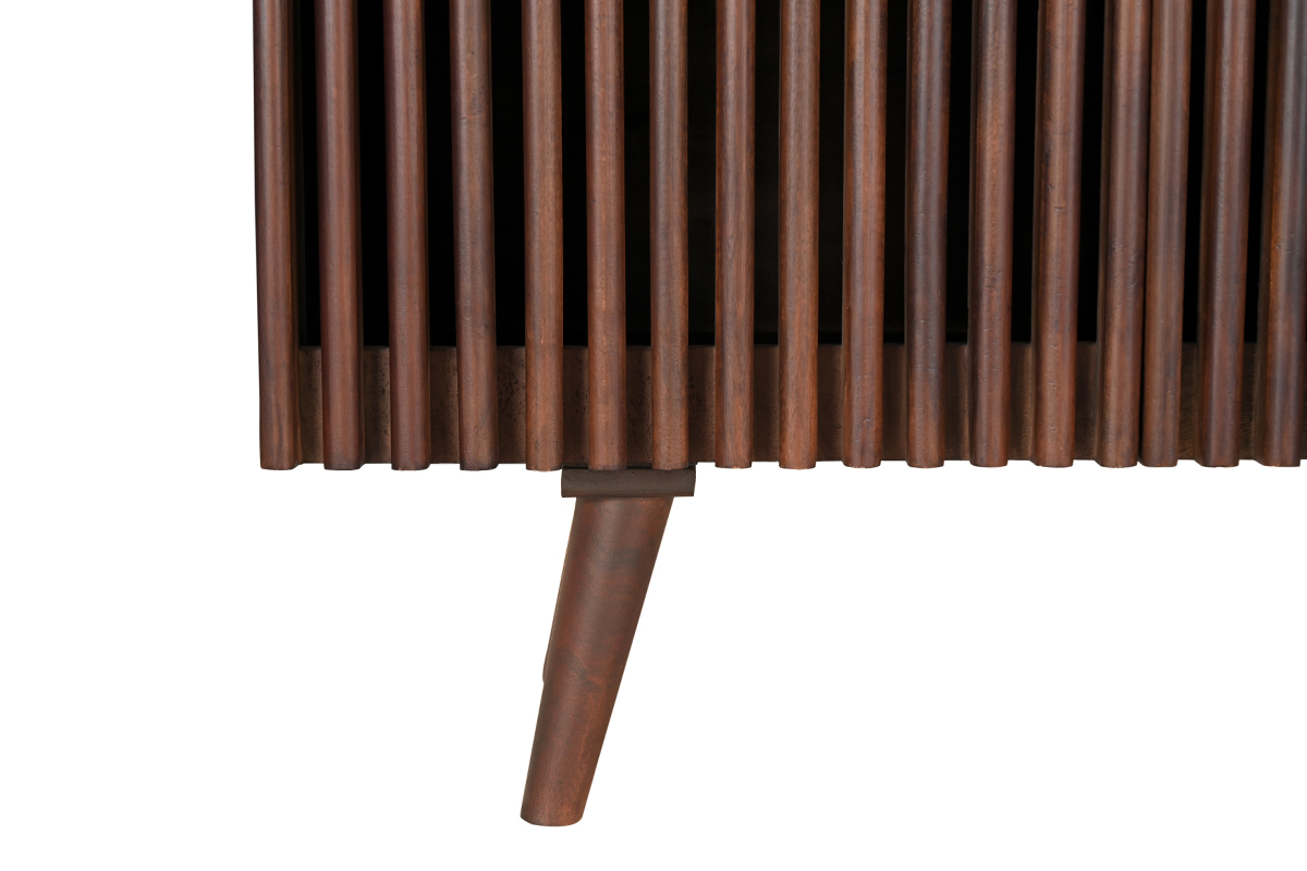 Aparador de madera maciza de mango oscuro con 2 puertas correderas 140 cm ALBA