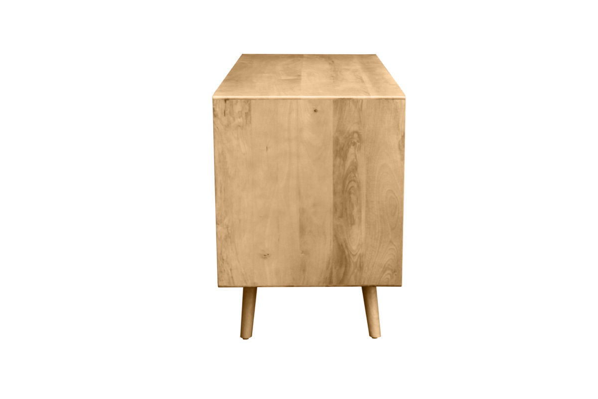 Aparador de madera maciza de mango y ratán con 2 puertas correderas 135 cm ACANGE