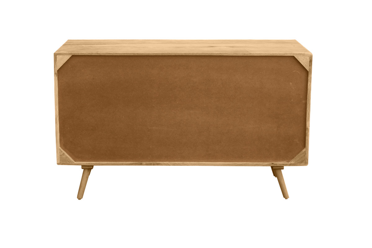 Aparador de madera maciza de mango y ratán con 2 puertas correderas 135 cm ACANGE