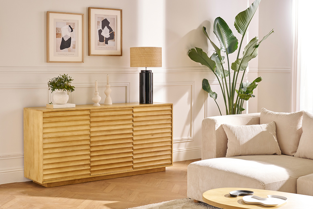 Aparador de madera maciza de mangos 3 puertas L160 cm MATCHA