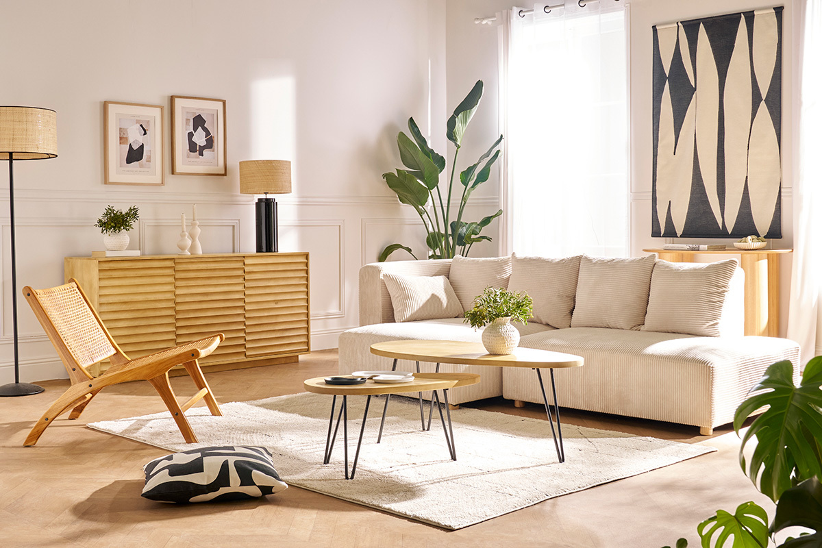 Aparador de madera maciza de mangos 3 puertas L160 cm MATCHA