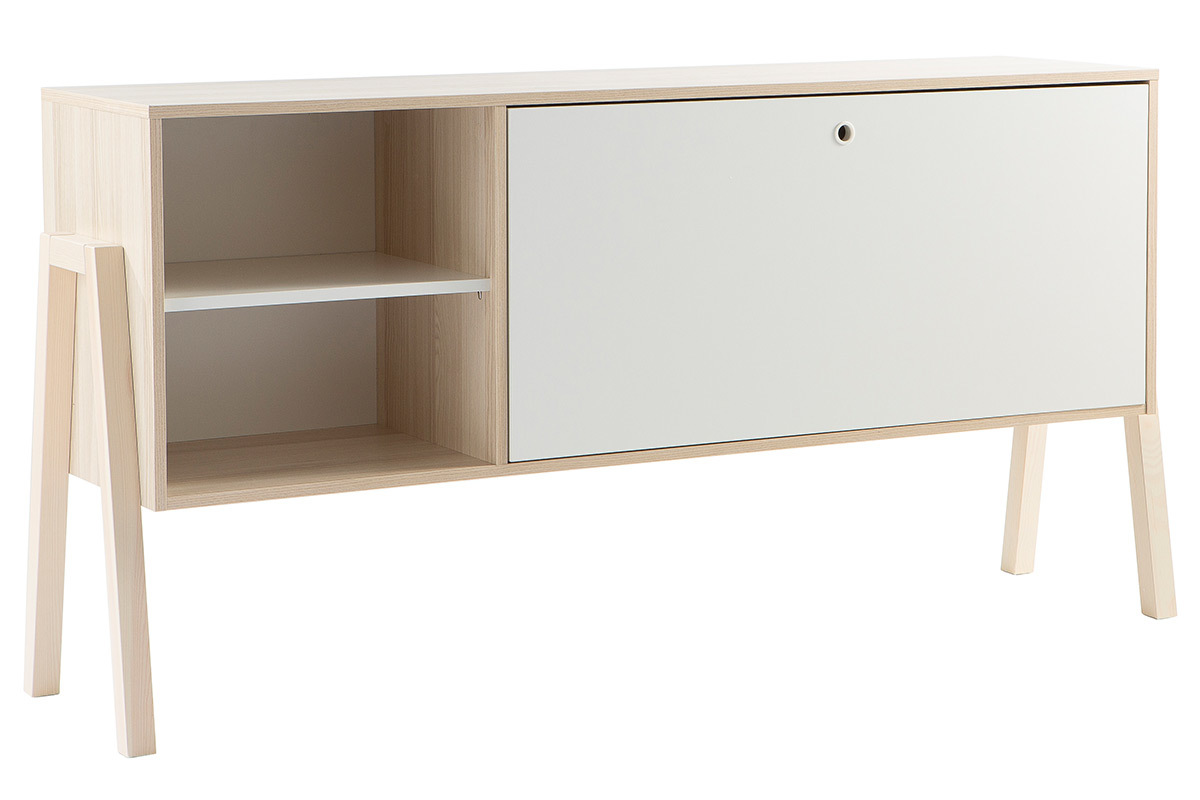 Aparador diseo 1 puerta 2 cajones blanco y madera EASY