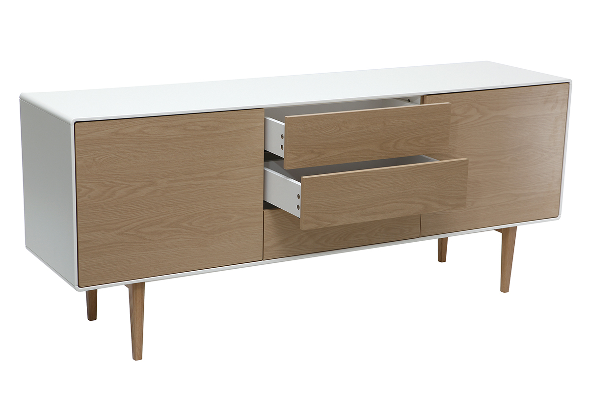 Aparador diseo contemporneo blanco y madera ROMY