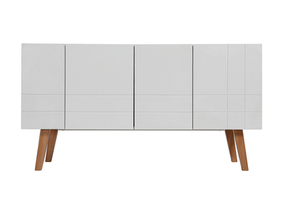 Aparador dise&ntilde;o lacado blanco mate y madera ADORNA