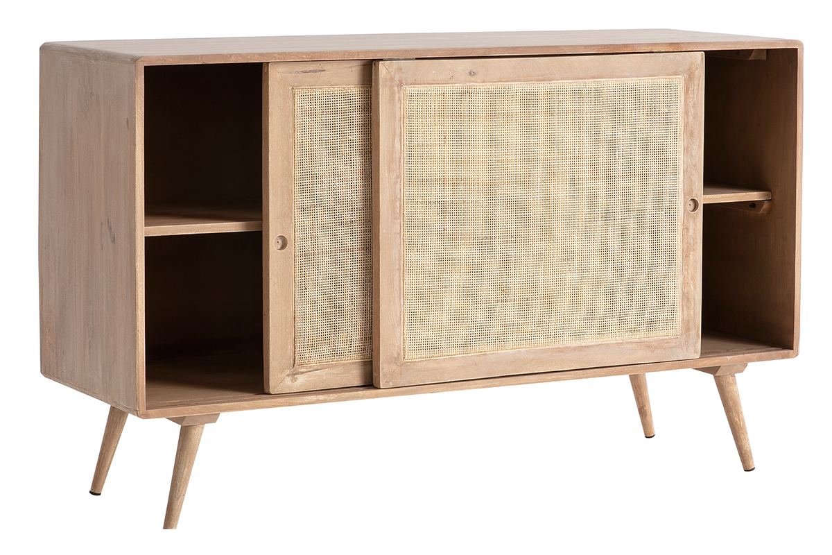 Aparador en madera de mango y rejilla trenzada ACANGE