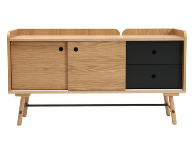 Aparador escandi japon&eacute;s roble y gris mate 2 cajones JAPANSK