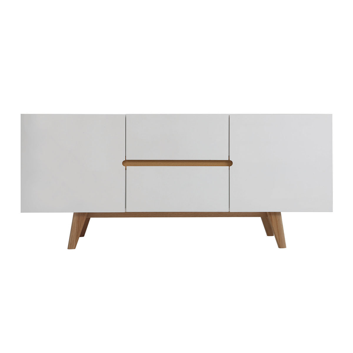 Aparador escandinavo blanco brillante y fresno 160cm MELKA