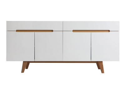 Aparador escandinavo blanco brillante y fresno 180cm MELKA - Aparador escandinavo blanco brillante y fresno 180cm MELKA