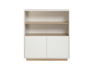 Aparador escandinavo blanco y acabado madera clara 2 puertas L100 cm LEANA