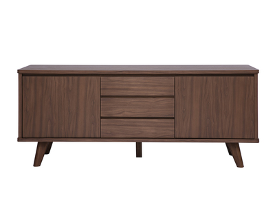 Aparador escandinavo de madera oscura nogal 2 puertas 3 cajones L180 cm FIFTIES