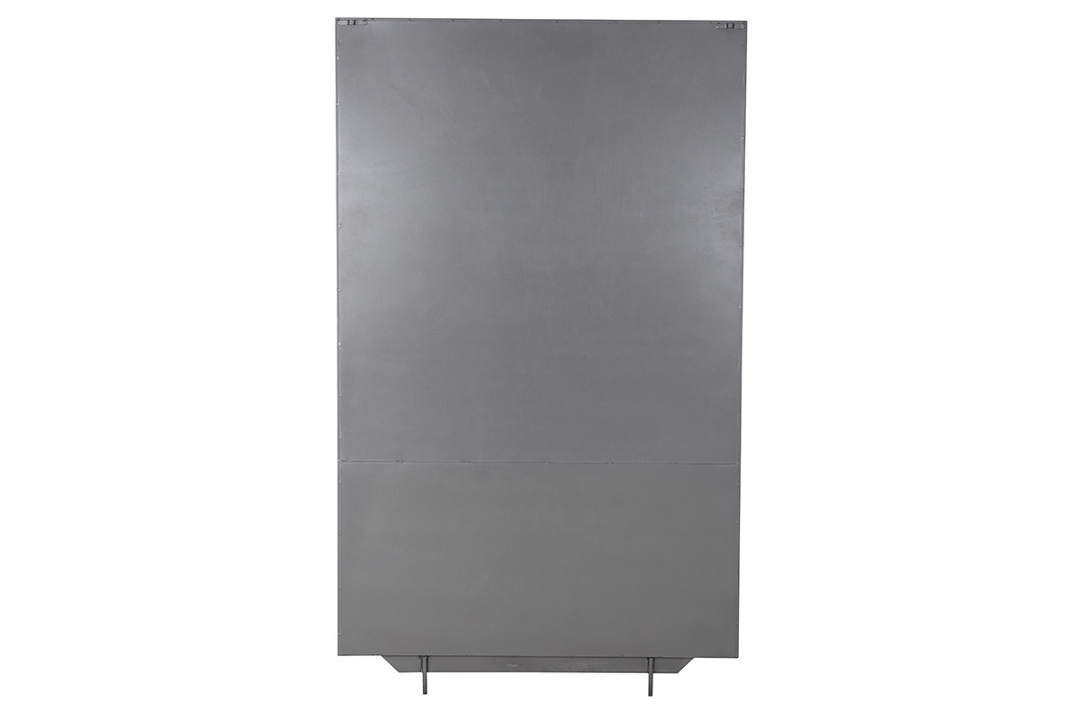 Aparador industrial alto acristalado metal gris y oro MAGIC