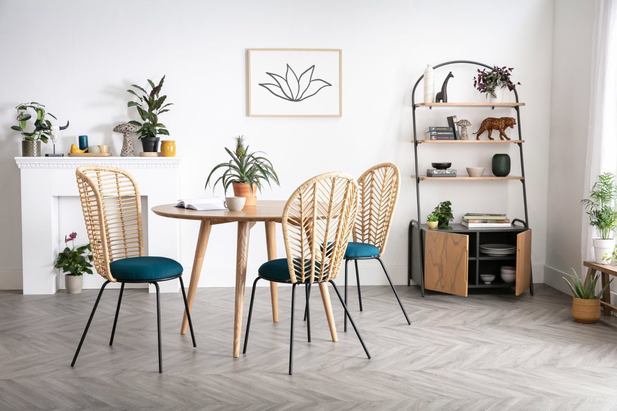 Aparador industrial con estanteras madera y metal gris MODI