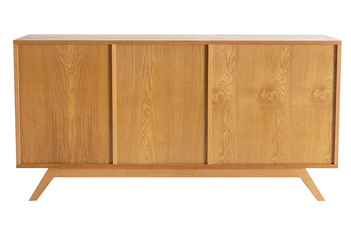 Aparador madera natural y blanca 2 puertas 4 cajones HELIA