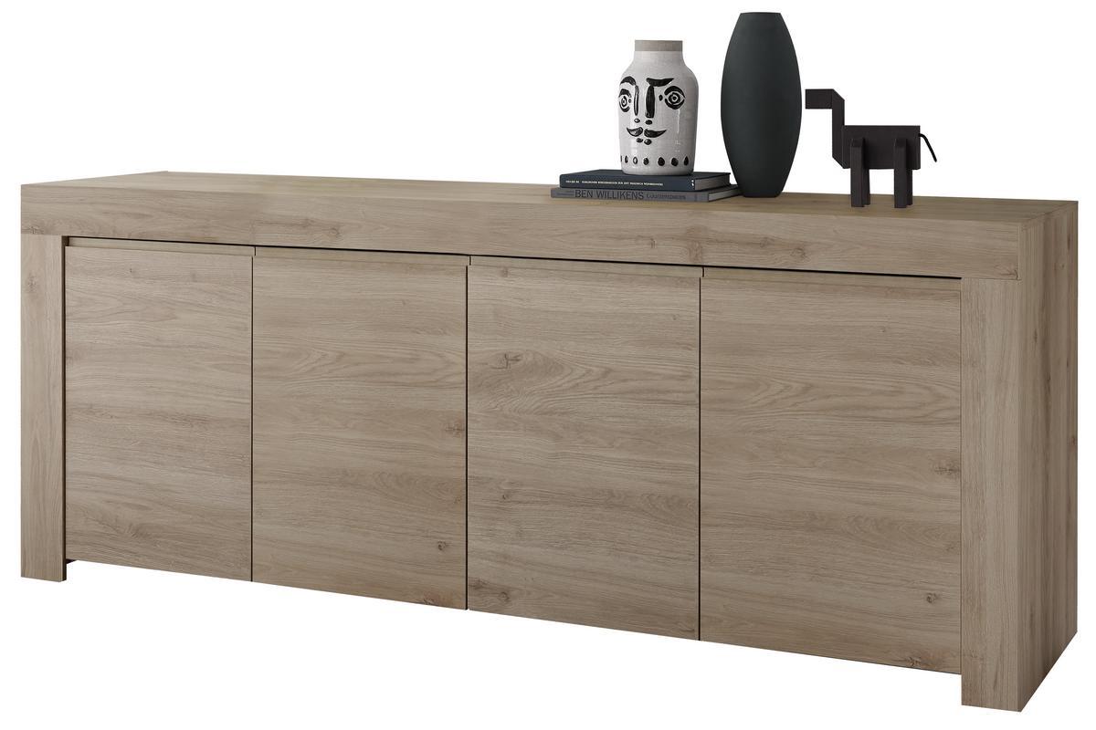 Aparador moderno 4 puertas L210 cm acabado roble TINO